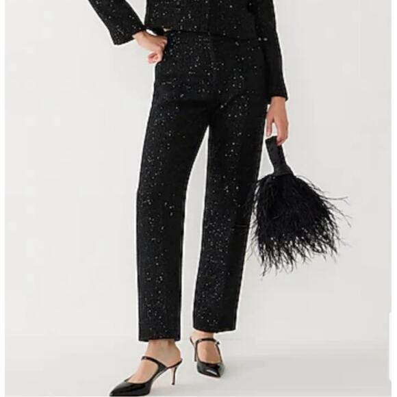 J. Crew Collection Kate Straight Leg Pant Black Sequin Tweed Plus 24